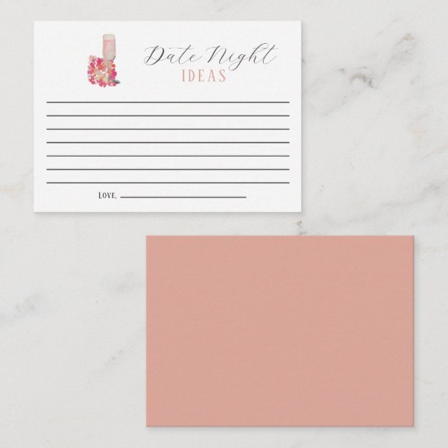 Date Night Ideas Bridal Shower Petals & Prosecco Advice Card (Front/Back)