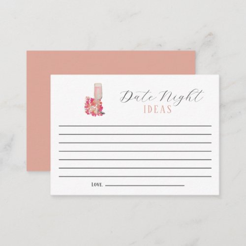 Date Night Ideas Bridal Shower Petals  Prosecco Advice Card