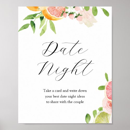 Date Night Ideas Bridal Shower Sign