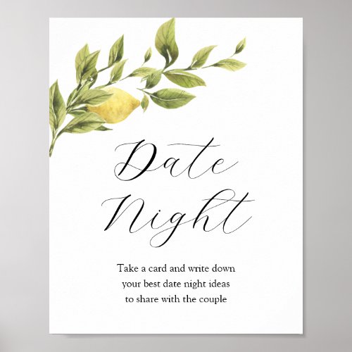 Date Night Ideas Bridal Shower Sign