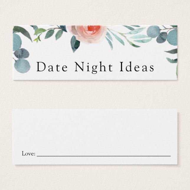 Date Night Ideas Bridal Tea Card (Front & Back)