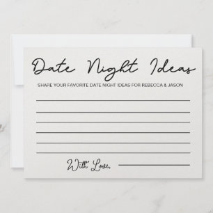 Date Night Ideas Card Bridal Shower Game