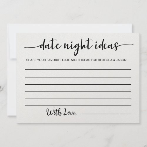  Date Night Ideas Card Bridal Shower Game