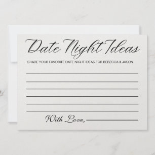 Date Night Ideas Card Bridal Shower Game