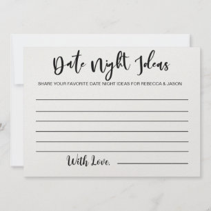 Date Night Ideas Card Bridal Shower Game