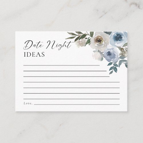 Date Night Ideas Dusty Blue Wedding Floral Enclosure Card