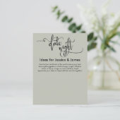 Date Night Ideas Elegant Sage Green Advice Card (Standing Front)