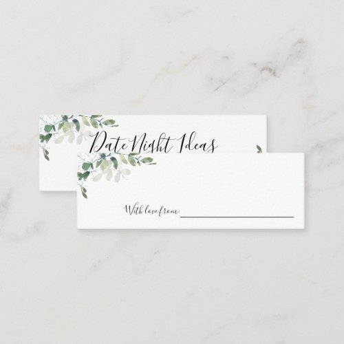 Date Night Ideas Eucalyptus Bridal Shower Wedding Calling Card