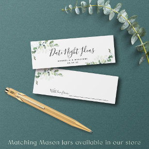Date Night Ideas Eucalyptus Bridal Shower Wedding Calling Card