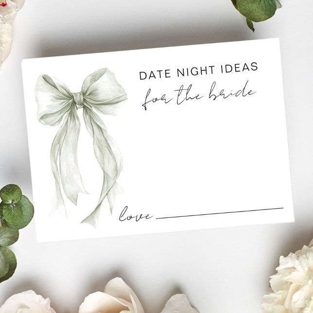 Date Night Ideas For The Bride Sage Bridal Shower Enclosure Card (Date Night Ideas For The Bride Sage Bridal Shower Enclosure Card)