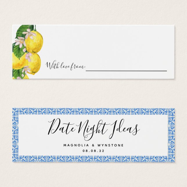 Date Night Ideas Lemons Bridal Shower Wedding (Front & Back)