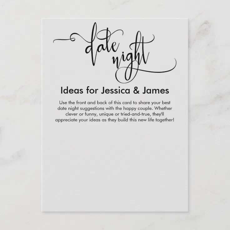 Date Night Ideas Light Gray Advice Card Zazzle