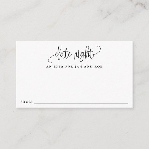Date Night Ideas Minimalist Calligraphy Cards