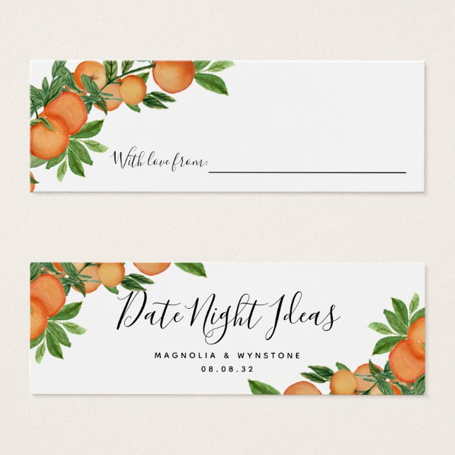 Date Night Ideas Oranges Bridal Shower Wedding (Front & Back)