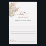 Date Night ideas pampas grass bridal shower card<br><div class="desc">Pampas Grass Boho chic date night ideas bridal shower game card</div>