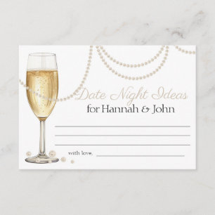 Date Night Ideas Pearls Prosecco Bridal Shower  Enclosure Card
