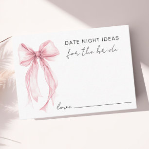 Date Night Ideas Pink Bow Bridal Shower Enclosure Card