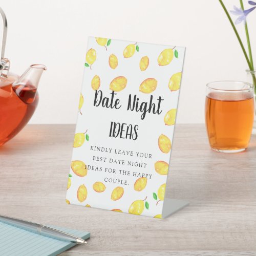 Date Night Ideas Sign Lemon Theme Bridal Shower  