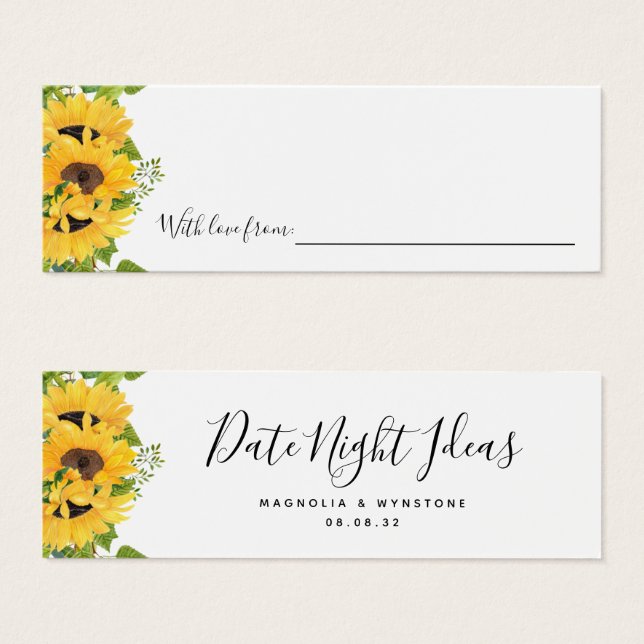 Date Night Ideas Sunflower Bridal Shower Wedding (Front & Back)