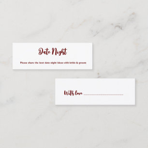 date night ideas wedding sign mini business card