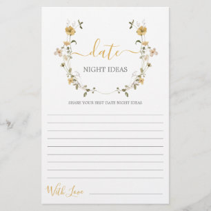 Date Night ideas wildflower bridal shower card