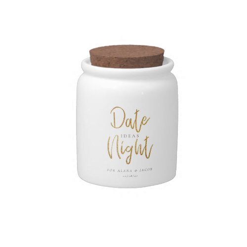 Date Night Jar Gold Glitter Bridal Shower Wedding