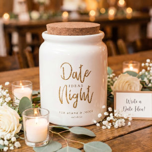 Date Night Jar Gold Glitter Bridal Shower Wedding