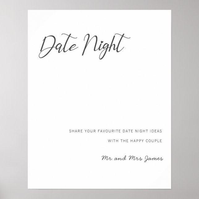Date Night Jar Sign Wedding Advice Shower Cute  (Front)