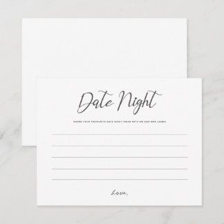 Date Night Jar Sign Wedding Advice Shower Cute Note Card