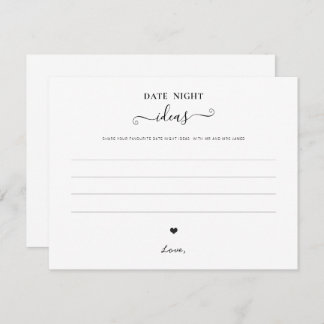 Date Night Jar Sign Wedding Advice Shower Modern Note Card