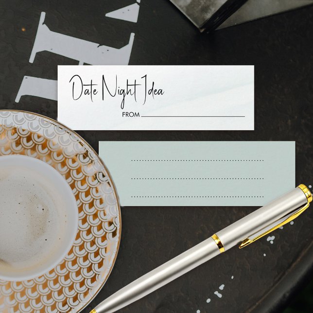 Date Night Soft Green Wash Bridal Shower Game Card (Bridal Shower activity where guests can give you date night ideas)