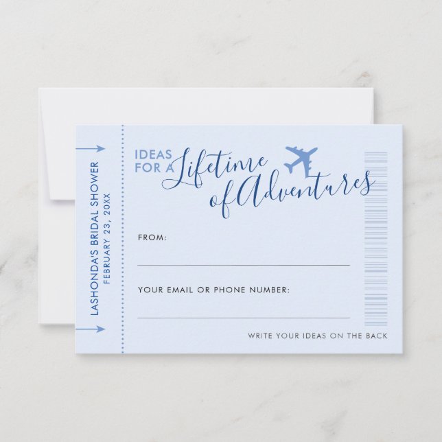 Date Night Travel Destination Bridal Shower Advice (Front)