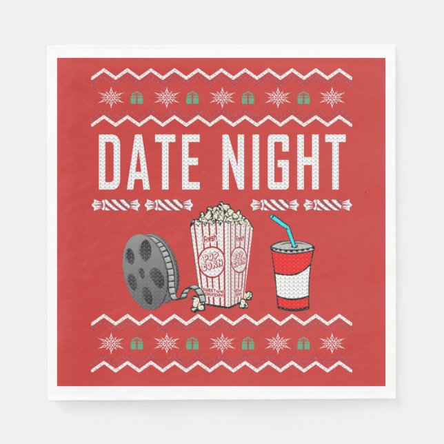 Date Night Ugly Christmas Sweater Paper Napkins (Front)