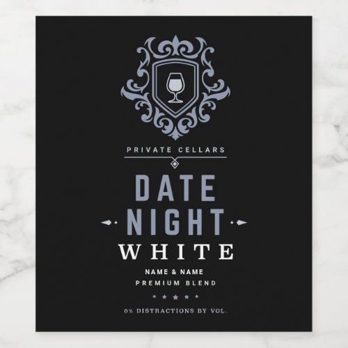Date Night White Wine Personalized  Wine Label