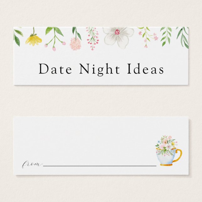 Date Night Wildflower Bridal Tea Idea Card (Front & Back)
