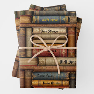 Date Night with a Book Customize Name Birthday Wrapping Paper Sheets
