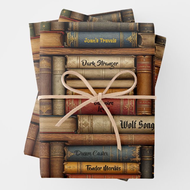 Date Night with a Book Customize Name Birthday Wrapping Paper Sheets (In situ)