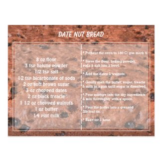 Date Nut Bread Recipe Postcard