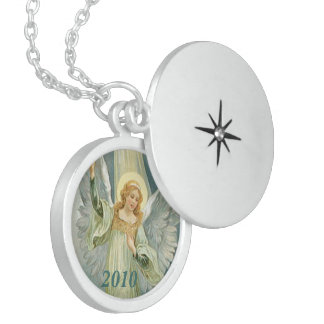 Date Year Christian Religious Spiritual Angel Locket Necklace