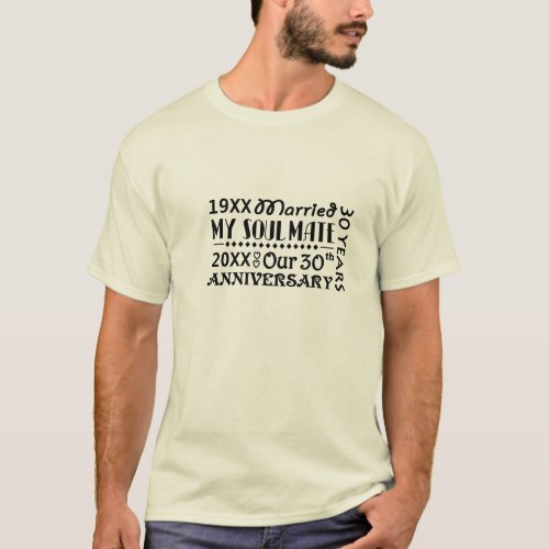 Dated 30th Fun Modern Wedding Anniversary Gift T_Shirt