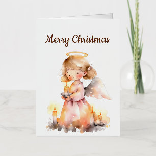 Dated Christmas Angel for Joy Blessing Foil Greeting Card