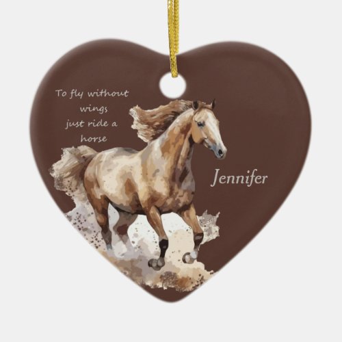 Dated Christmas Fly Without Wings Horse Love Ceramic Ornament