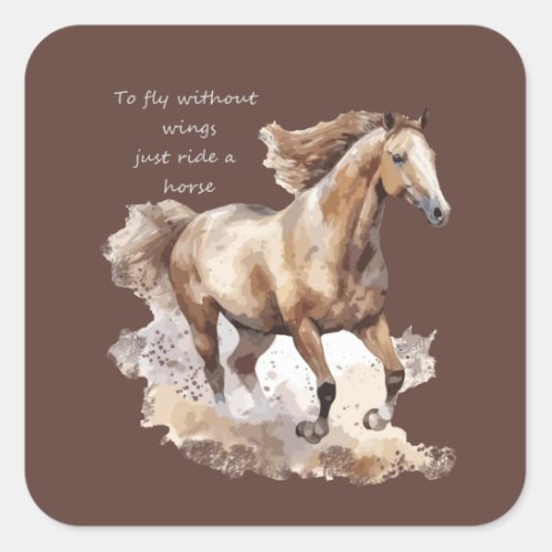 Dated Christmas Fly Without Wings Horse Love Square Sticker