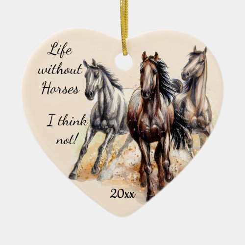Dated Christmas Girl  Her Horse Love Silhouette C Ceramic Ornament