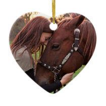 Dated Christmas Horse Lover Personalized Photo Ceramic Ornament