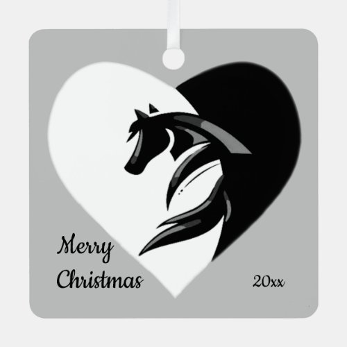 Dated Christmas Horse Silhouette Logo Ceramic Orna Metal Ornament