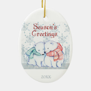 Dated Christmas Polar Bear Spouse Partner Love Ceramic Ornament