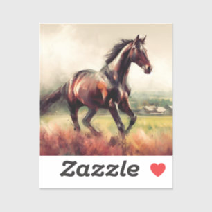 Dated Christmas Running Brown Horse Sticker