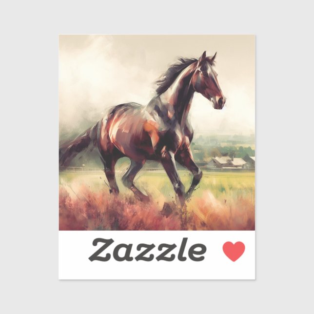 Dated Christmas Running Brown Horse Sticker (Sheet)