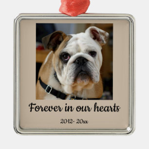 Dated Custom Photo Bulldog Dog In Memory Metal Ornament